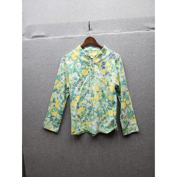 Talbots Petites MD Floral Long Sleeve Pull over Top 100% Cotton - Picture 1 of 4